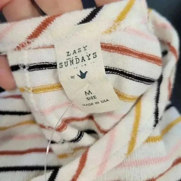 Lazy Sundays Women's Ivory Rayon/Poly/Spandex Lightweight Terry Cloth Striped Do - Picture 8 of 11
